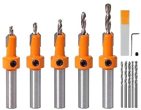 10 Stücke Senkbohrer Holz mit 5 Bohrer, Bohrer mit Senker Senker Bohrer, 2.8, 3, 3.2, 3.5, 4mm für Holzterrassenbau Bohrlöcher mit 5 Bohrer (10mm)
