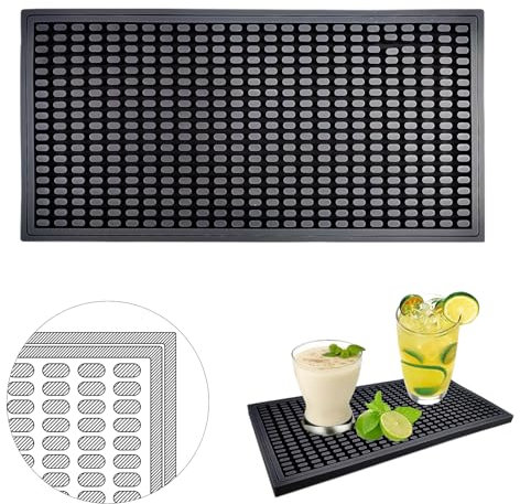Jastown Tappetino Macchina Caffè 15x30 cm, Antiscivolo Silicone, Cocktail, Accessori Per Baristi, Versatile Per Cucina, Bancone Bar, Sottobicchiere Da Scrivania (Nero)