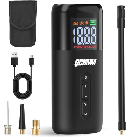 Bike Pump Electric, Portable Bicycle Pump with Gauge, 150PSI Bike Tire Air Pump with Presta and Schrader Valve for Bikes, E-bike, 2300mAh