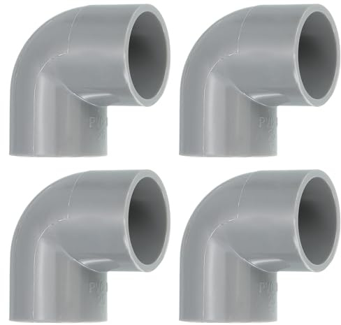 QUARKZMAN 4Pcs PVC Conector Codo de 90 Grados para Tubería de Agua, 25mm Interior Diámetro Conector de Tubería de PVC Codo de 2 Vías, Gris