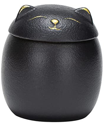 160ML Ceramic Cookie Jar - Black Cat Shaped Biscuit Barrel Canister for Kitchen Storage - Airtight Treats Container Decorative Cat Design for Cookies Snacks