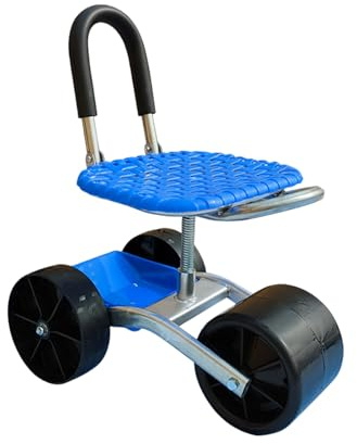 Generico Carrello da Giardino con Seduta e Rotelle,Sedia Regolabile in Altezza per Giardinaggio con Ruote - Sgabello Girevole a 360 Gradi per Prato Giardino Garage Esterni Campeggio