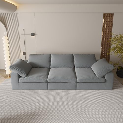 Dolamaní Divano 3 posti 300 x 100 cm con seduta profonda senza struttura, con cuscini e schienali, divano imbottito per camera da letto, ufficio, flanella (grigio G)