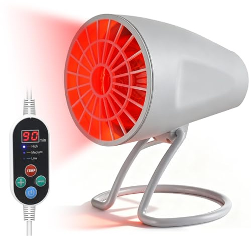 Lampe Infrarouge, 150watt Lampe Infrarouge Chauffante, Lampe À Chaleur Infrarouges Vec 3 Niveaux De Réglage De La Température Et Minuterie, Lampes À Lumière Rouge Pour Détendre Les Muscles Fatigués