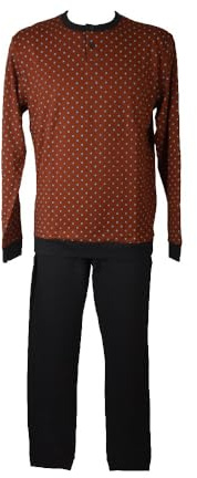 RAGNO Pigiama Uomo Interlock Caldo Cotone Invernale Manica Lunga Collo Serafino Pantalone e Maglia con Polsini Articolo U956N1, C17F Fantasia Henna, Taglia 50