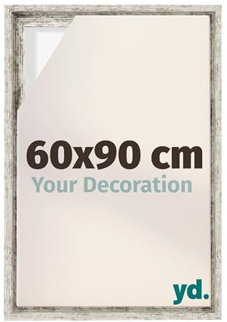 yd. Your Decoration - Marco flotante para lienzo 60x90 - Blanco Vintage - Para lienzos con bastidor - MDF - Lyon