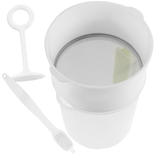FOMIYES 5l Soy Milk Filtering Cup Set with Fine Mesh Strainer and Cleaning Brush, Multipurpose Fruit Juice Sifter and Tea Filter for Home Kitchen Use