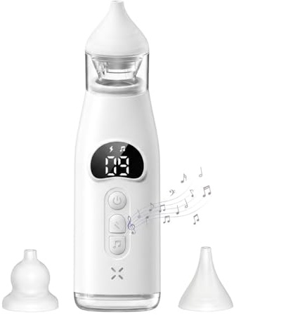 Aspiratore nasale elettrico per bambini, 60Kpa di Aspirazione con Schermo LCD, 9 Livelli Regolabili, Ricaricabile USB-C, Silenzioso (<60dB), Carica Veloce in 2 Ore – Per Neonati e Bambini