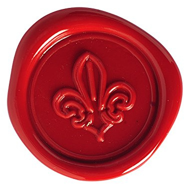 Jacques Herbin – Ref 45250T – traditionellt vaxtätningsset – 2 pinnar med vekvax, mörkt lackerat trähandtag, Fleur de Lys mässing skivtätning – instruktioner medföljer