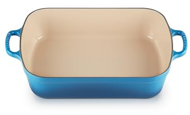 Le Creuset Signature Enamelled Cast Iron Rectangular Roasting Dish, 33 cm, 4.9 litres, Marseille Blue, 201843320