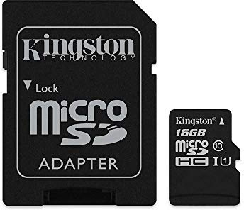 Kingston microSDHC SDC4/16GB Class 4 Flash Card + SD Adapter, Black
