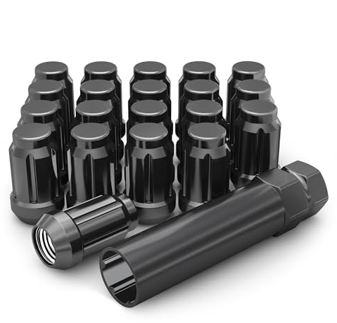 White Knight 3807BK-20AM Black Chrome M12x1.50 Spline Lug Nut with Key, 20 Pack