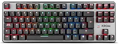 Krom Teclado Gaming Kernel TKL -NXKROMKRNLTKL - Teclado Mecanico, sin Teclado numerico, iluminacion LED RGB, silencioso, Layout Español, Negro