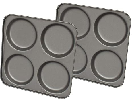 Samuel Groves Chabrias Ltd UK-Made 2-Pack Yorkshire Pudding Tray, 4-Cup “Giant” – Carbon Steel, Long-Life Non-Stick, Even-Bake, Easy-Release, Oven-Safe – Perfect Crispy Rims, 23 cm