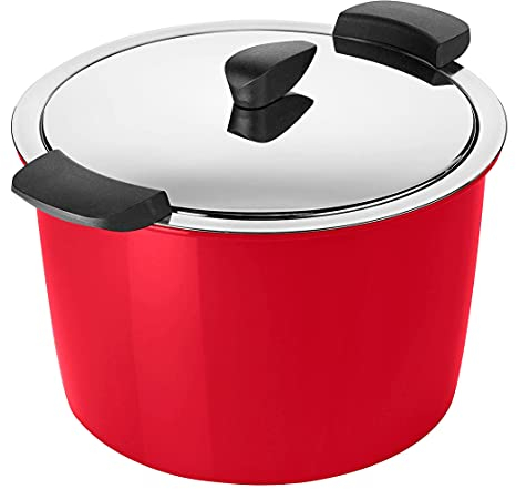 KUHN RIKON HOTPAN Kochtopf mit Deckel mit Thermoschüssel zum Essen warmhalten, Rot, 5 Liter, 22 cm, dampfgaren, warmhalten, induktionsgeeignet, Edelstahl