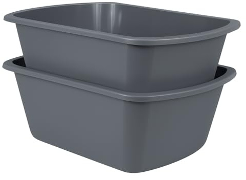 Vakly Wash Basin 7-Quart [2 Pack] – Rectangular Plastic Tub with Graduated Markings, Small Portable Soaking Basin for Face, Foot Bath, Laundry & Bedside Care