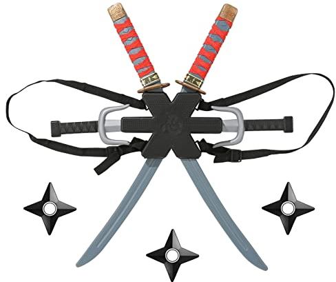 Udekit Ninja Rucksack Katana Krieger Waffen Set Für Kinder Halloween Mottoparty Karneval Dress Up Party Cosplay Accessoir