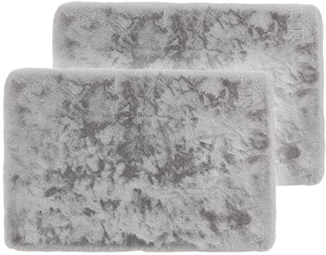 Tappeto da bagno della collezione Schöner Wohnen 60x90 cm set di 2 - tappetino da bagno molto soffice argento - tappetino decorativo da bagno lavabile e antiscivolo