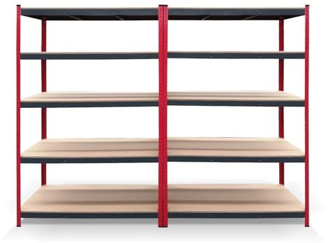 CATTERHOUSE Pack 2 Estanterías Metálicas Rack Cargo Advance 120-120x60x180cm Estanterías de Almacenaje de Acero Galvanizado y MDF con Baldas Ajustables