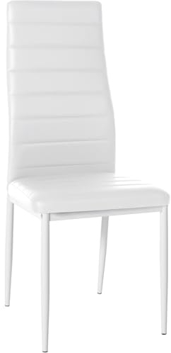 CLP Esszimmerstuhl Mayfair I Küchenstuhl Mit Vierfuß-Gestell, Farbe:weiß, Material:Kunstleder
