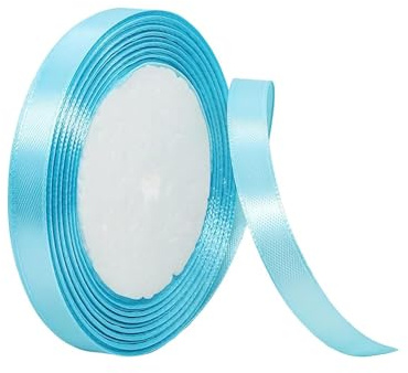 SkyBlue Ribbon 10mm for Gift Wrapping 22M,SkyBlue Satin Ribbon 10mm Thick for Crafting Cake,Hair Bow,Polyester Ribbon Christmas Decoration,Wedding Car Decor