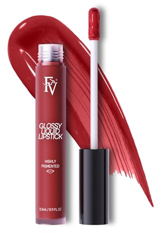 Pintalabios Líquida FV, Acabado Brillante & Fórmula Hidratante, Barra de Labios Roja de Altamente Pigmentado, Larga Duración, Vegan & Cruelty-free, Royal-Glossy