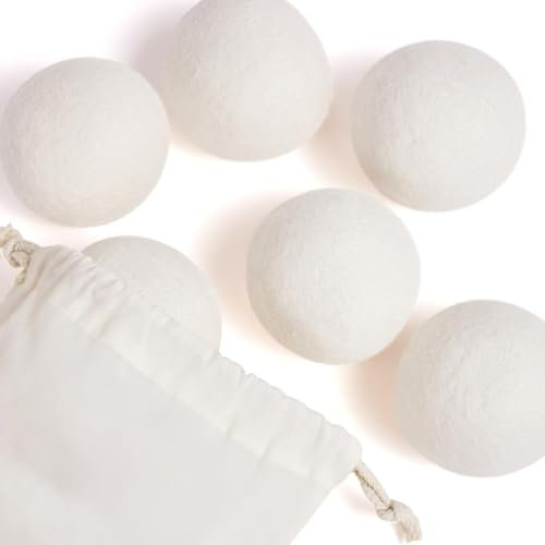 Lot de 6 Boules de Séchage XL en Laine Naturelle,Réutilisables et Non Toxiques, 100% D'assouplissant Naturel De Qualité Supérieure sans Produits Chimiques,Idéales pour Séche-linge et Machine à Laver