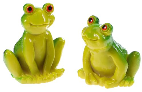 Milisten 2pièces Statues de Grenouilles Décoratives Extérieures Figurines de Jardin Miniatures Décoration de Bassin Décoration de Bureau Lot