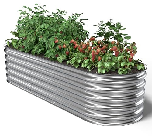 UNIGARDIA Hochbeet aus Metall 200x60x43 cm - Modulares 6-in-1 Hochbeete-Kit - Rostfreie Hochbeete für Garten aus Premium Zn-Al-Mg Stahl - Min. 20 Jahre Lebensdauer - 43 cm Hoch Gemüsebeet, Silber