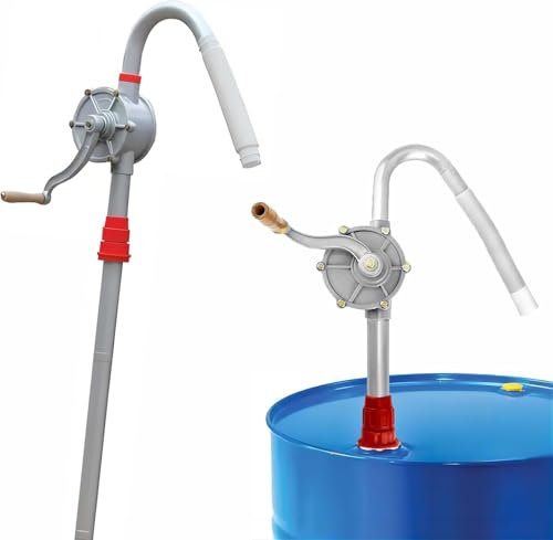 Dixhills Pompa di trasferimento diesel a mano, Pompa a mano rotante a tamburo in alluminio, Pompe a tamburo olio a manovella per diesel, Kerosene, Pompa a tamburo manuale per fluido idraulico