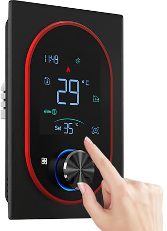 Irishom Termostato intelligente per acqua domestica, riscaldamento elettrico, acqua, caldaia a gas, termostato AC con touchscreen VA digitale e pulsante regolabile