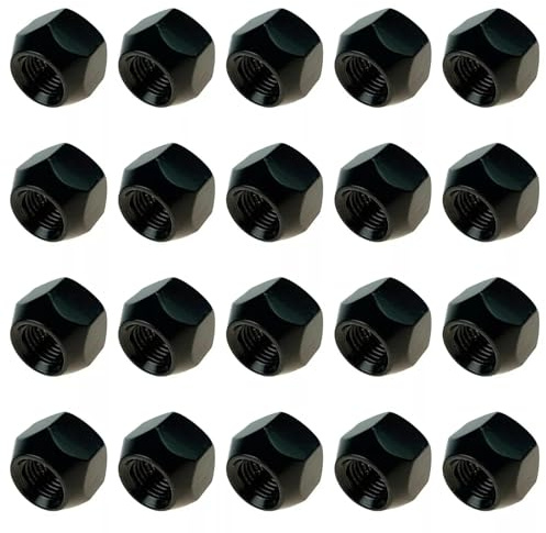 Bohaner 20 x hjulmuttrar M12 x 1,5 konisk krage 60° SW19 öppna hjulmuttrar 16 mm höjd svart hjulmuttrar för stålfälgar för Ford, Toyota
