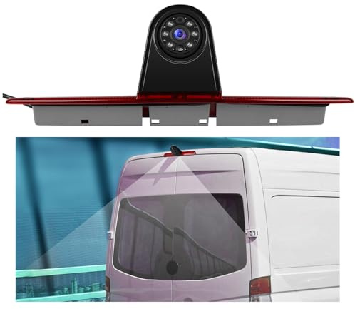 Hodozzy Cámara de Visión Trasera para Mercedes Sprinter 2006-2019, Cámara para Tercera Luz de Freno, Visión Nocturna por IR, Resistente al Agua IP67, con Línea de Marcha Atrás