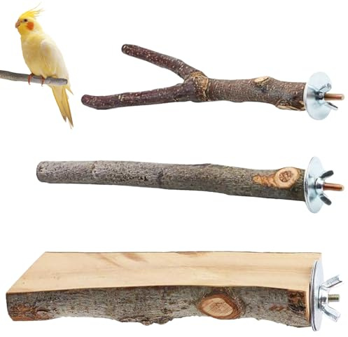 3 PCS Bird Perches, 15 cm Natural Wood Parrot Perch for Cage, Parrot Tree Branch Platform for Budgie Lovebird Finches