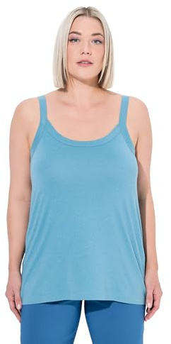 Ulla Popken Top de Tirantes Espagueti, Cuello Redondo, Mezcla de Modal, sin Mangas bencina Claro 50+ 728664714-50+