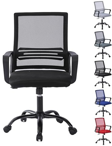 mcc direct Verstellbarer ergonomischer Drehstuhl aus Netzstoff mit gepolstertem Sitzkissen, höhenverstellbarer Computerstuhl mit Lendenwirbelstütze und Drehgelenk, für Zuhause, Büro, Netzgewebe