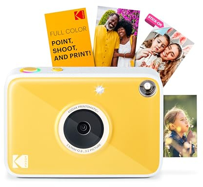 KODAK Printomatic+ Fotocamera Digitale Istantanea 10MP con LED RGB, stampa foto a colori su carta Zink 2x3” – Gialla