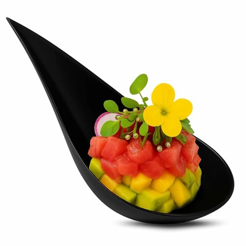 CHEFZOCO Cuchara Catering, Cuchara Lágrima Reciclable y Reutilizable, cuchara para eventos, bodas, Cubiertos para Degustación, Cubiertos para food trucks, Longitud 10 cm, Contiene 50 unidades