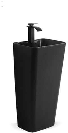 Retrò Lavandino da bagno in ceramica con piedistallo, rubinetto e kit di scarico, lavabo integrato retrò decorare