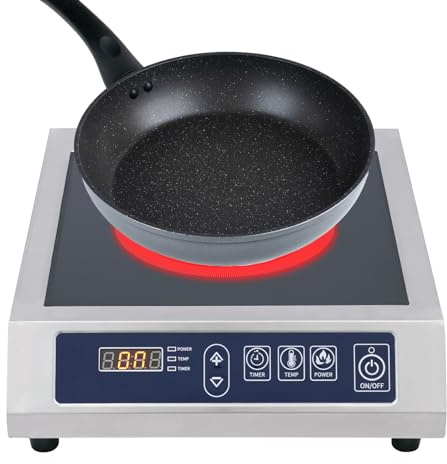 Induktionsspis, induktionshäll 400–3500 W, 11 värmenivåer kommersiell induktionsspis, tidsinställning 24 timmar, 60–300 °C temperaturkontroll, 75 kg lastkapacitet induktionsspis spisplatta