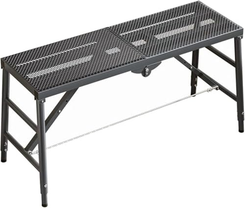 Galvaniserad stege med flera användningsområden Hopfällbar arbetsplattform justerbar ställning(Black,59.06x11.81x46.85in)
