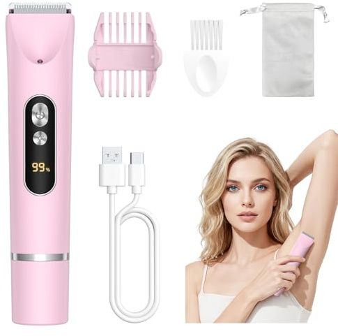 Recortadora Mujer 2 en 1 Eléctrica, Doble Cabezal Recargable Type-C, IPX7 Impermeable, Depiladora Corporal para Piernas, Axilas y Zona Bikini, Uso en Seco y Húmedo