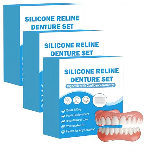 Set per Ribasatura in Silicone per Protesi Dentarie – Kit di Ribasatura per Denti Artificiali – Cuscinetto Morbido per Ribasatura – Kit per la Cura dei Denti – Flessibile, Morbido (3Pezzo)