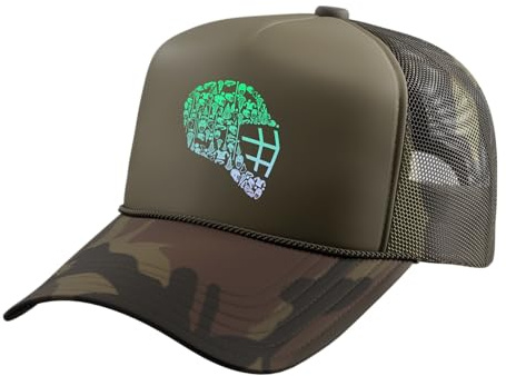 Boys Lacrosse Helmet Lacrosse Goalkeeper Stuff Mens Lacrosse Trucker Hat with Adjustable Mesh Back, Camo Green