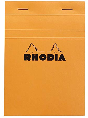 RHODIA 13200C - Bloc Notas Grapado N°13 - A6 - Cuadrados Pequeños - 80 Hojas - Papel Clairefontaine 80g/m2 - Cartón Recubierto Suave, Resistente e Impermeable - Básicos Naranja