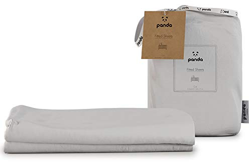 Panda Kids 100% Bamboo Fitted Sheets (Pack of 2) (White, Cot: 120 x 60 x 15cm)