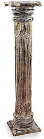 Livasia Colonne en Bois | Colonne décorative en Bois d'Albizia | Tabouret Plante | Support pour Plante | Décoration Asiatique | Fabrication Artisanale (blanchir)
