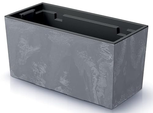 R.G. Blumenkasten Blumentopf Balkonkasten Pflanzkasten Beton Optik Blumenkübel Urbi Effect mit Pflanzeinsatz (400 Grau)