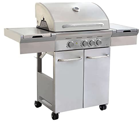 CAESAROO Barbecue a Gas con Tre fuochi Miles in Acciaio Verniciato Grigio - Grigio