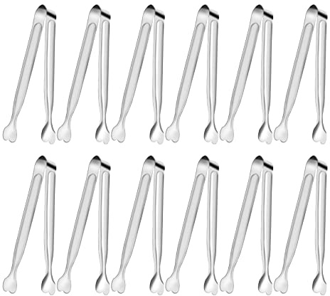 Serving Tongs, Anytrp 12-Packs Stainless Steel Sugar Tong, 5.3inch Small Tongs for Serving Food, Appetizers, Buffets, Coffee Bar, Kitchen, Tea Party, Desserts Party and Ice Bucket